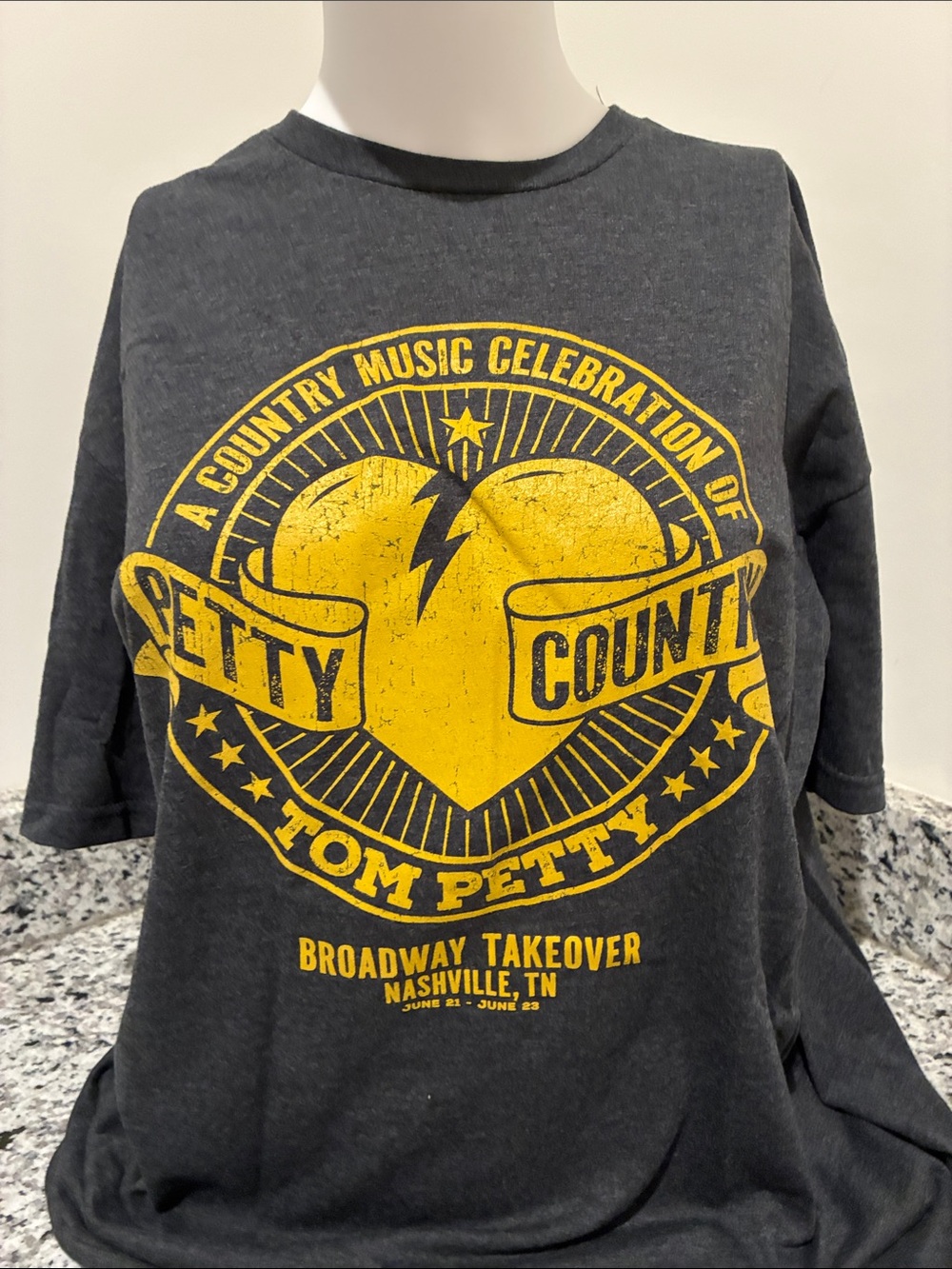 Gildan Black Short Sleeve Tee with Yellow Tom Petty Graphic